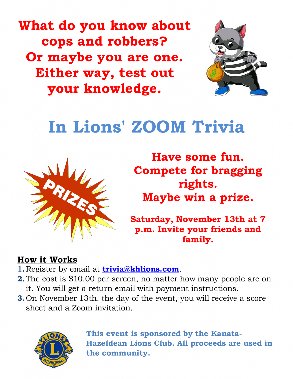Zoom Trivia Returns November 13, 2021 KanataHazeldean Lions Club